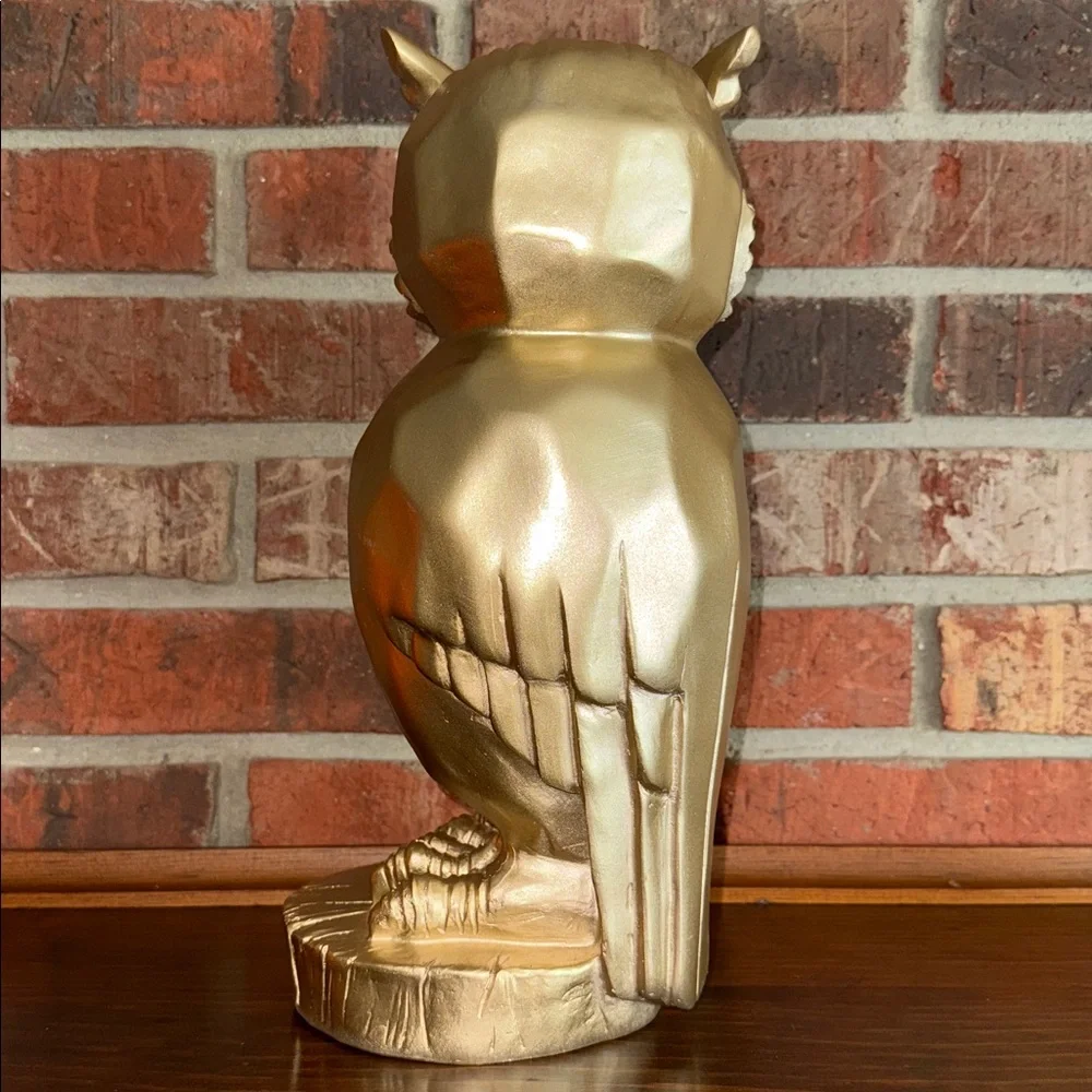 Gold Owl Resin Statue 13 inch Bird Figurine